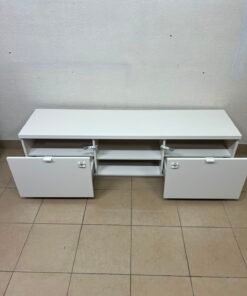 BYÅS TV bench, high-gloss white - Image 15