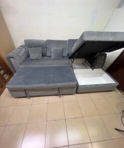 Upholstered Sectional Sofa Bed with Tufted Back - Image 2
