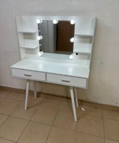Modern White Makeup Vanity Table with LED Lighted Mirror - Excellent Condition - Image 2
