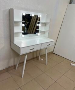 Modern White Makeup Vanity Table with LED Lighted Mirror - Excellent Condition - Image 3