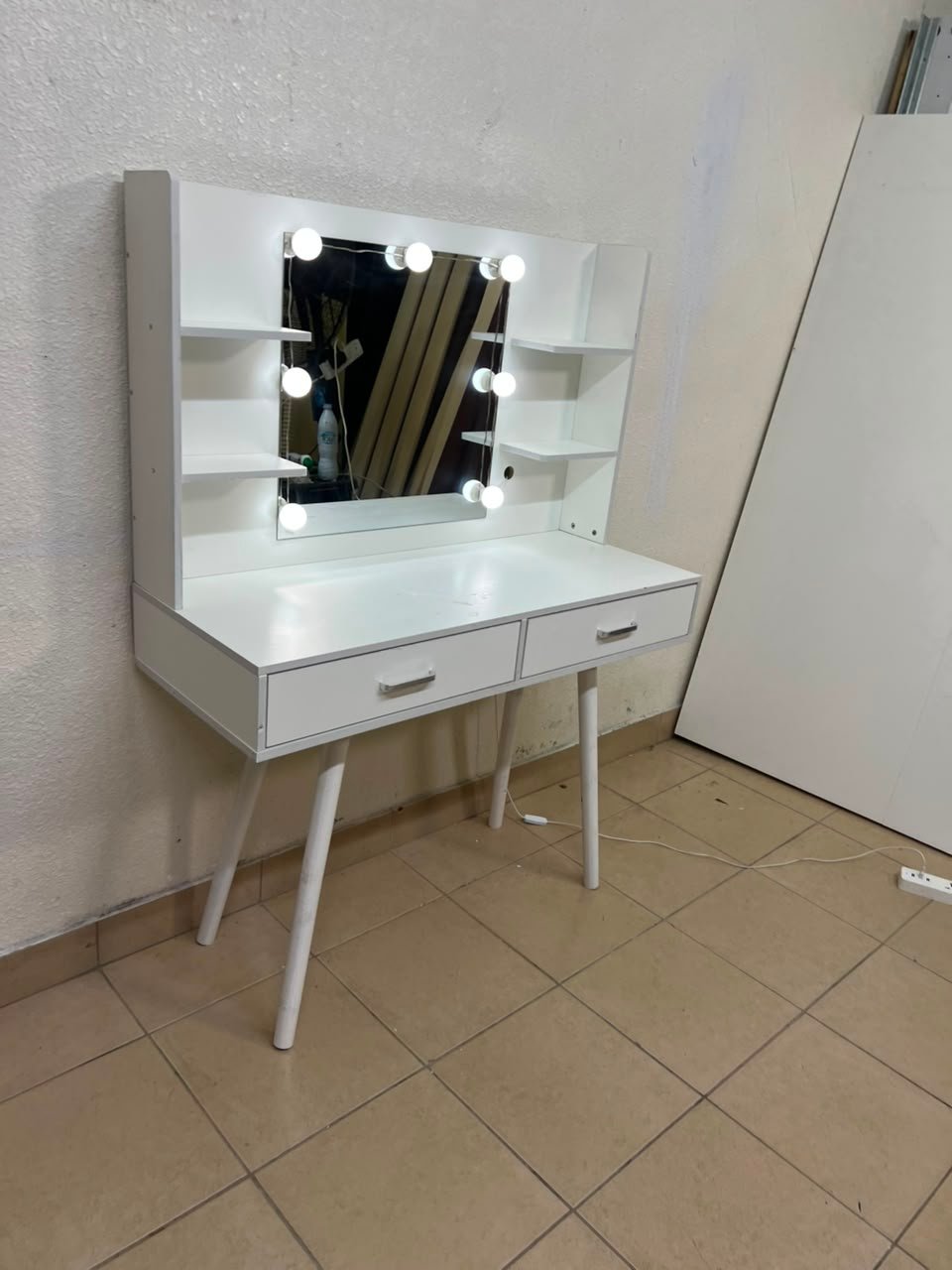 Modern White Makeup Vanity Table with LED Lighted Mirror - Excellent Condition - Image 3