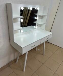 Modern White Makeup Vanity Table with LED Lighted Mirror - Excellent Condition - Image 4