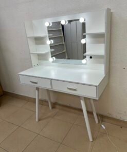 Modern White Makeup Vanity Table with LED Lighted Mirror - Excellent Condition - Image 5