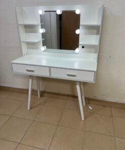 Modern White Makeup Vanity Table with LED Lighted Mirror - Excellent Condition - Image 6