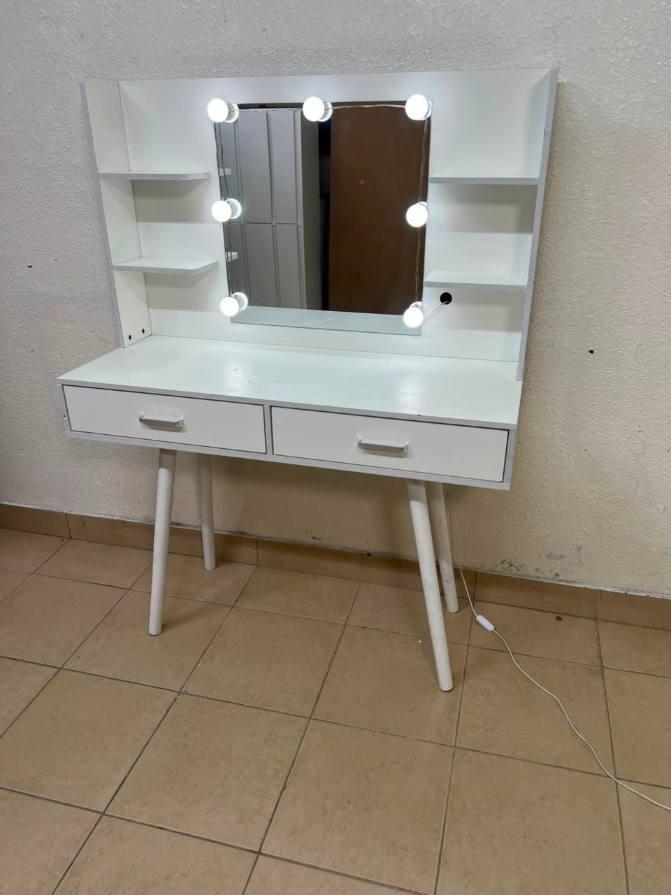 Modern White Makeup Vanity Table with LED Lighted Mirror - Excellent Condition - Image 6