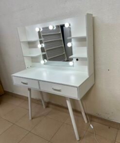 Modern White Makeup Vanity Table with LED Lighted Mirror - Excellent Condition - Image 7