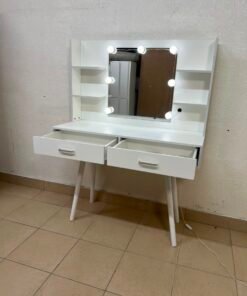 Modern White Makeup Vanity Table with LED Lighted Mirror - Excellent Condition - Image 9