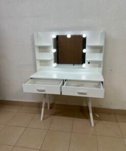 Modern White Makeup Vanity Table with LED Lighted Mirror - Excellent Condition - Image 10