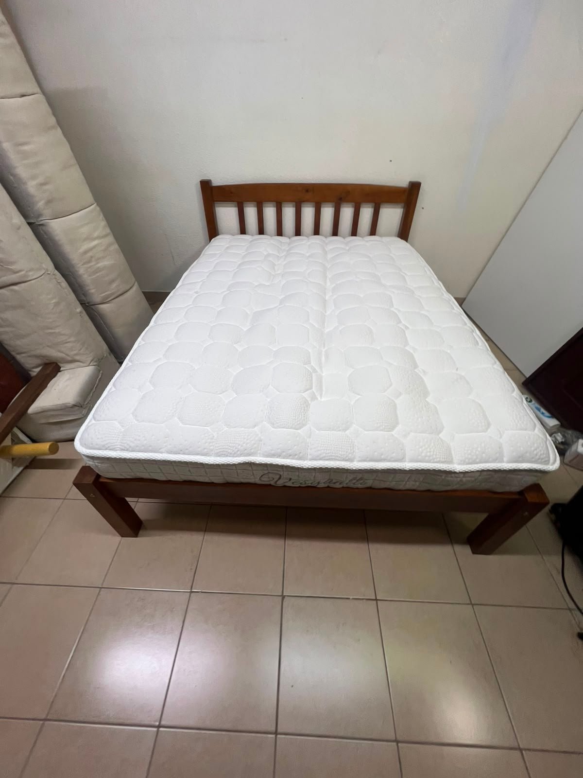 Solid Wood Single Bed Frame with Mattress - Good Condition