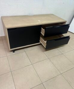 Low TV Unit / Media Console with Drawers - Black & Light Wood - Image 5