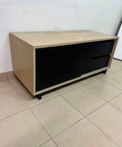 Low TV Unit / Media Console with Drawers - Black & Light Wood - Image 8