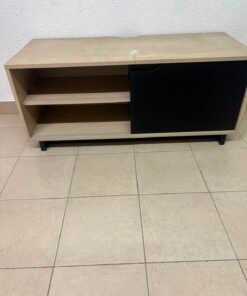 Low TV Unit / Media Console with Drawers - Black & Light Wood - Image 10
