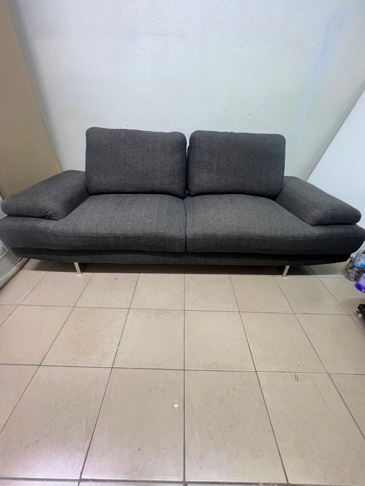 2-Seater Dark Grey Sofa - Modern & Excellent Condition for Sale - Image 2