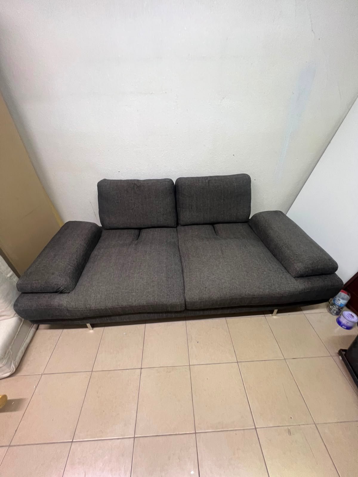 2-Seater Dark Grey Sofa - Modern & Excellent Condition for Sale