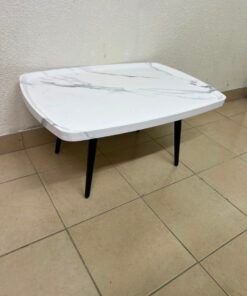 Modern Marble-Effect Coffee Table – Minimalist Design with Black Tapered Legs - Image 5