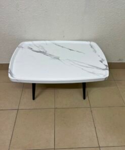 Modern Marble-Effect Coffee Table – Minimalist Design with Black Tapered Legs