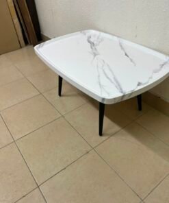Modern Marble-Effect Coffee Table – Minimalist Design with Black Tapered Legs - Image 10