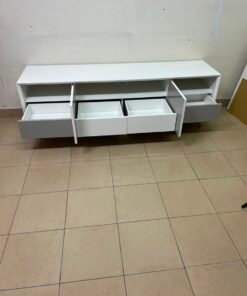 Modern Two-Tone Media Console / TV Stand – White & Light Grey with Angled Legs - Image 6