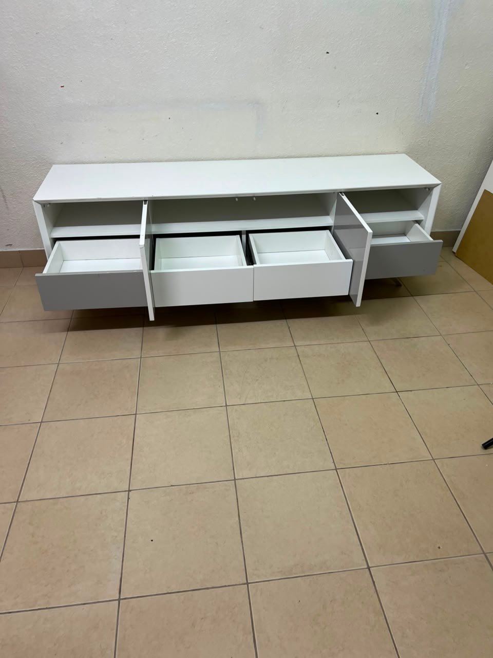 Modern Two-Tone Media Console / TV Stand – White & Light Grey with Angled Legs - Image 6