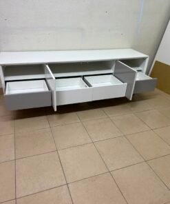 Modern Two-Tone Media Console / TV Stand – White & Light Grey with Angled Legs - Image 8
