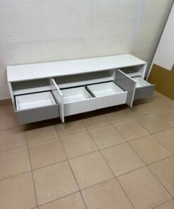 Modern Two-Tone Media Console / TV Stand – White & Light Grey with Angled Legs - Image 11