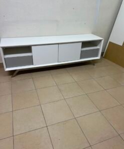 Modern Two-Tone Media Console / TV Stand – White & Light Grey with Angled Legs - Image 13