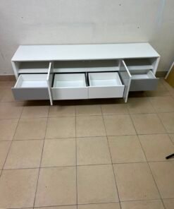 Modern Two-Tone Media Console / TV Stand – White & Light Grey with Angled Legs - Image 17