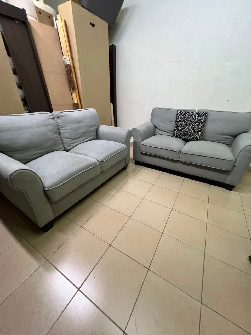 Classic Light Grey 2-Piece Sofa Set – Elegant Rolled Arm Design - Image 2