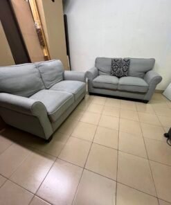 Classic Light Grey 2-Piece Sofa Set – Elegant Rolled Arm Design - Image 3