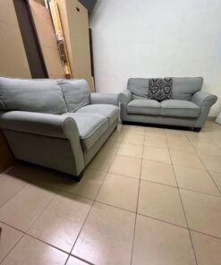 Classic Light Grey 2-Piece Sofa Set – Elegant Rolled Arm Design - Image 4