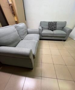 Classic Light Grey 2-Piece Sofa Set – Elegant Rolled Arm Design