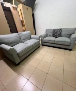 Classic Light Grey 2-Piece Sofa Set – Elegant Rolled Arm Design - Image 9