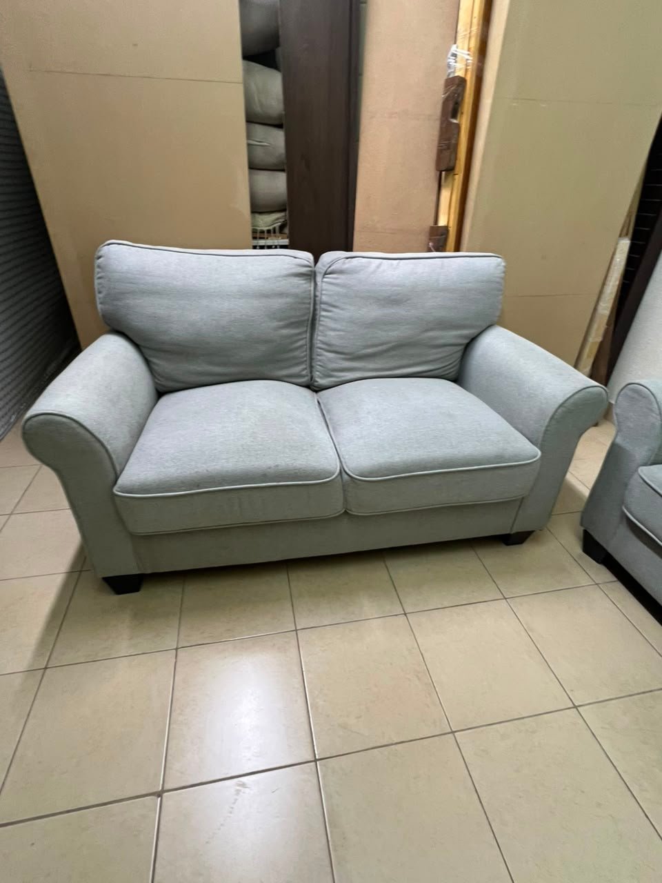 Classic Light Grey 2-Piece Sofa Set – Elegant Rolled Arm Design - Image 10