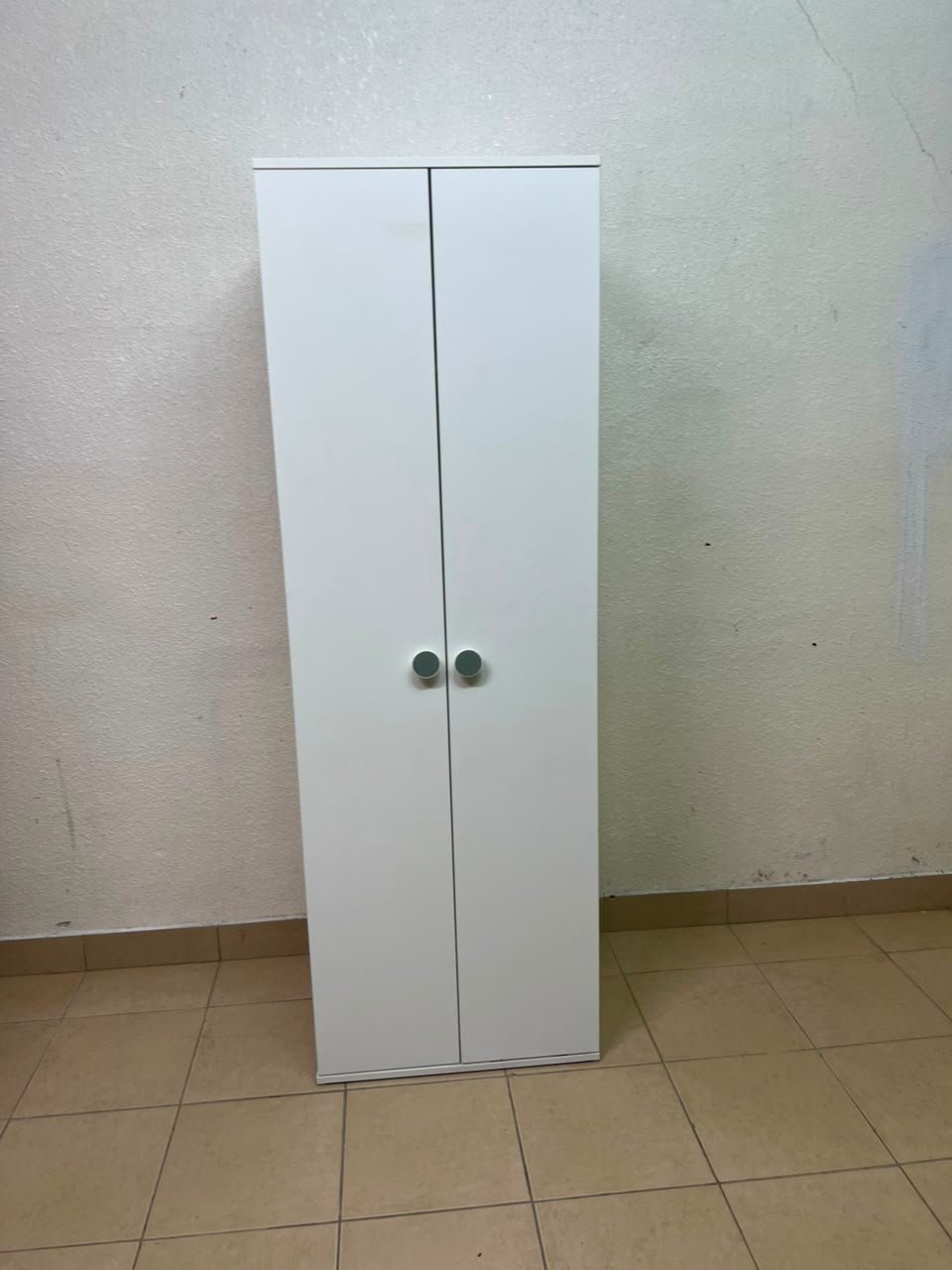 Slim White 2-Door Storage Cabinet / Wardrobe – Minimalist & Space-Saving - Image 2