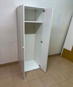 Slim White 2-Door Storage Cabinet / Wardrobe – Minimalist & Space-Saving - Image 3