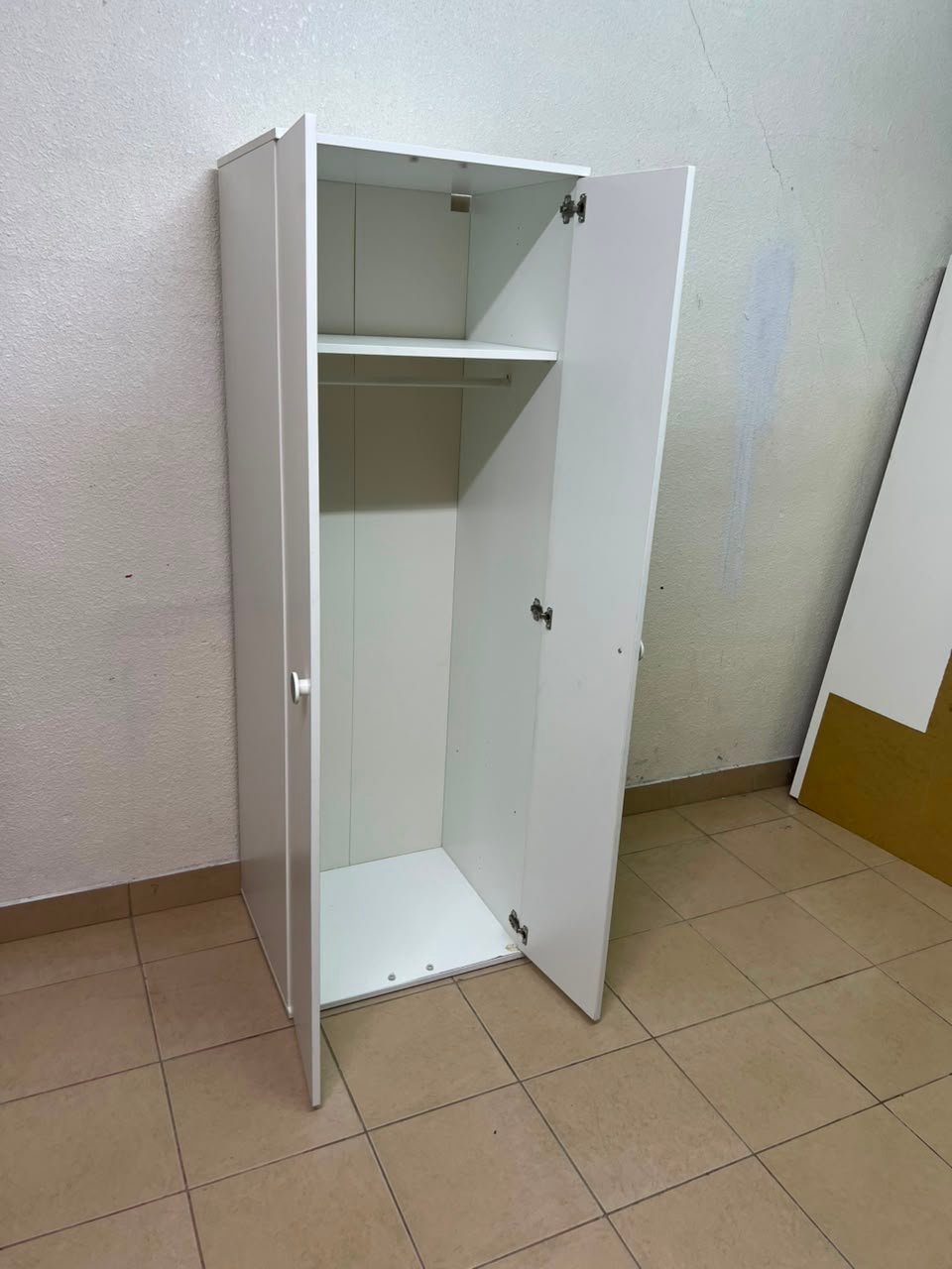 Slim White 2-Door Storage Cabinet / Wardrobe – Minimalist & Space-Saving - Image 3