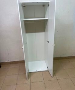 Slim White 2-Door Storage Cabinet / Wardrobe – Minimalist & Space-Saving - Image 6
