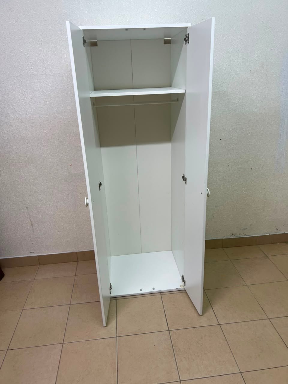 Slim White 2-Door Storage Cabinet / Wardrobe – Minimalist & Space-Saving - Image 6