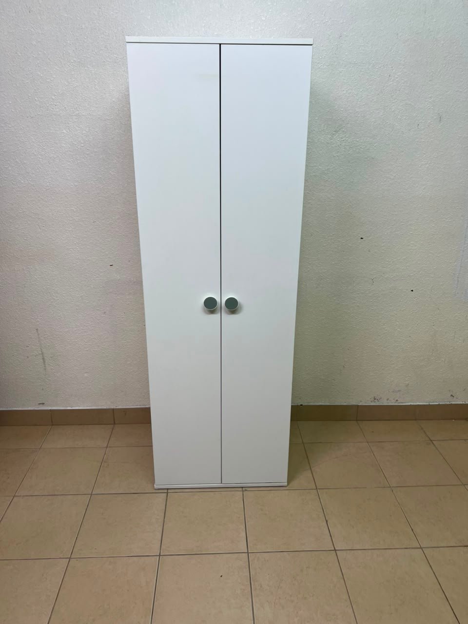 Slim White 2-Door Storage Cabinet / Wardrobe – Minimalist & Space-Saving - Image 7