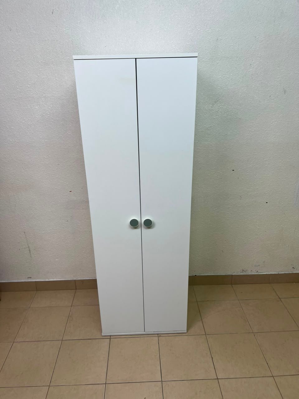 Slim White 2-Door Storage Cabinet / Wardrobe – Minimalist & Space-Saving - Image 8