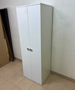 Slim White 2-Door Storage Cabinet / Wardrobe – Minimalist & Space-Saving - Image 9