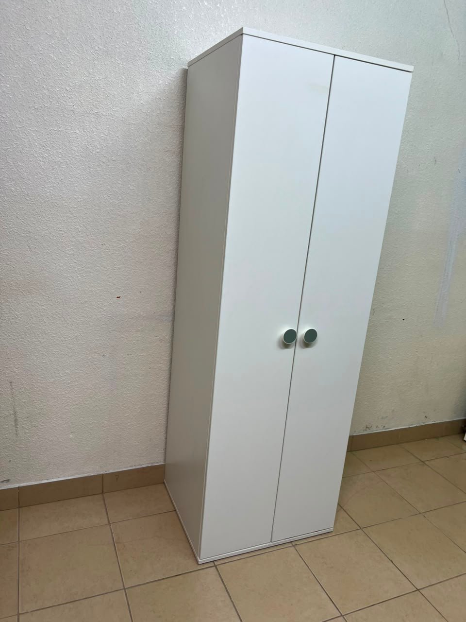 Slim White 2-Door Storage Cabinet / Wardrobe – Minimalist & Space-Saving - Image 10
