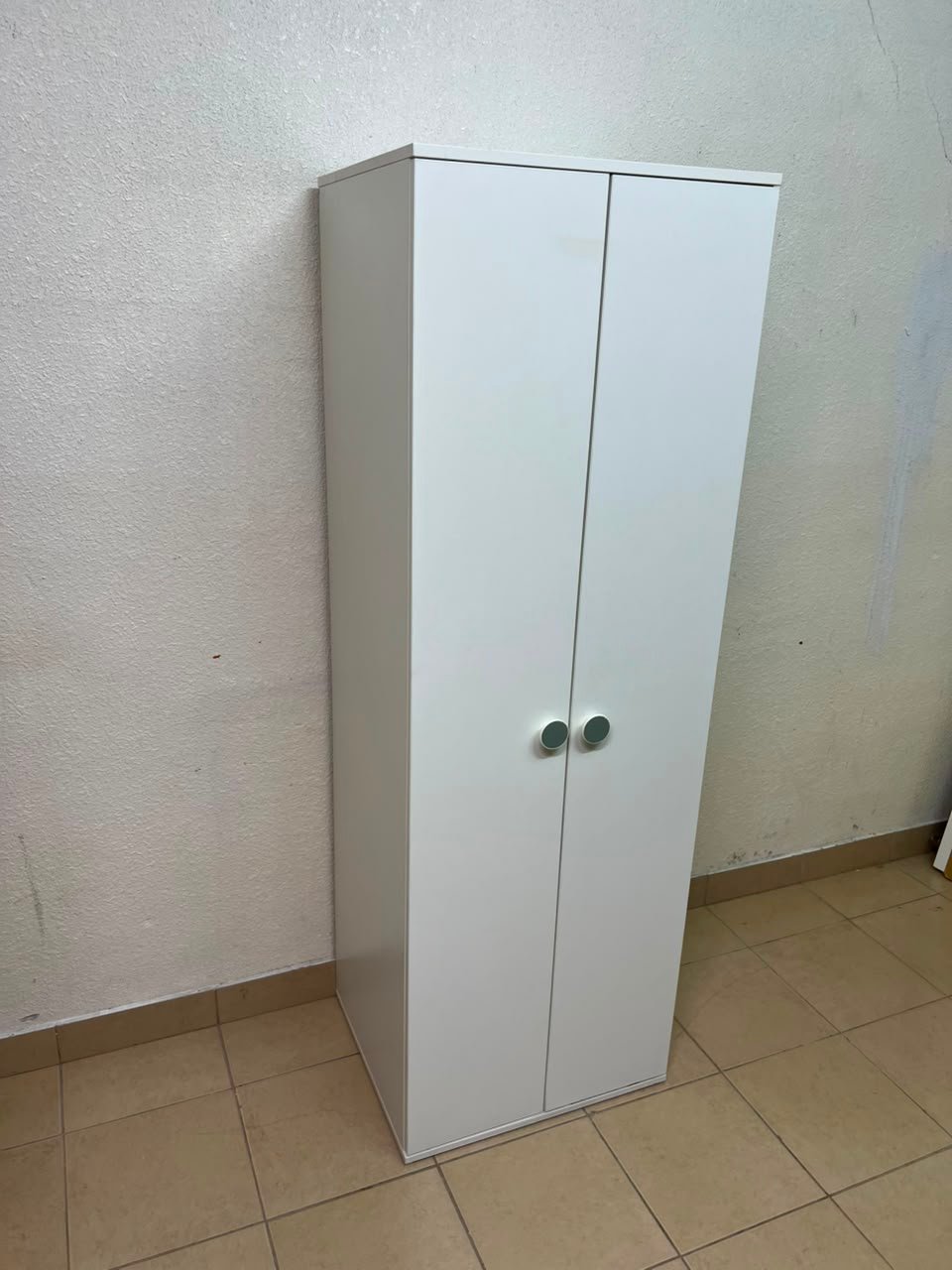 Slim White 2-Door Storage Cabinet / Wardrobe – Minimalist & Space-Saving - Image 11