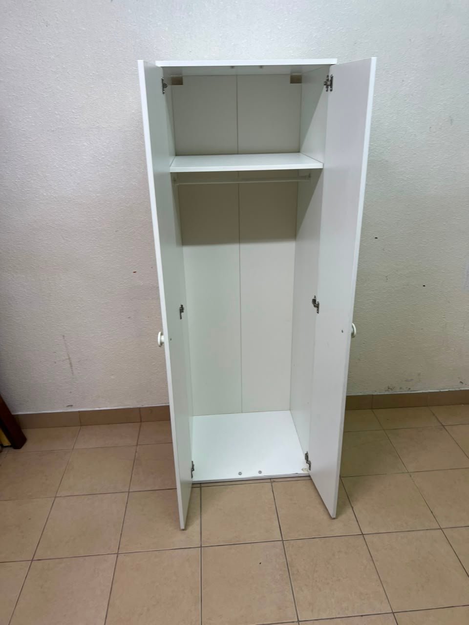 Slim White 2-Door Storage Cabinet / Wardrobe – Minimalist & Space-Saving - Image 12
