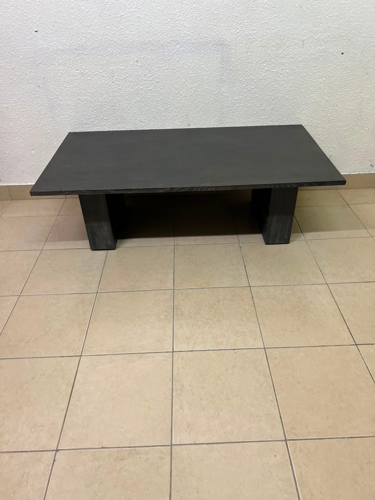 Minimalist Dark Wood Block Coffee Table – Solid, Sturdy & Modern