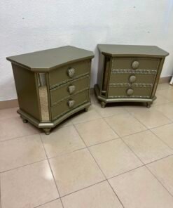 Glamorous Matching Pair of 3-Drawer Nightstands – Mirrored Sides & Jewel Knobs - Image 4