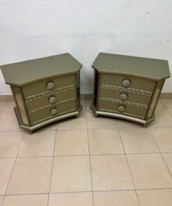 Glamorous Matching Pair of 3-Drawer Nightstands – Mirrored Sides & Jewel Knobs - Image 5