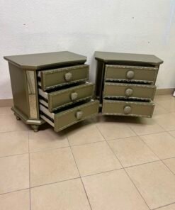 Glamorous Matching Pair of 3-Drawer Nightstands – Mirrored Sides & Jewel Knobs - Image 7