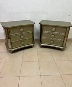Glamorous Matching Pair of 3-Drawer Nightstands – Mirrored Sides & Jewel Knobs - Image 10