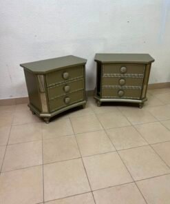 Glamorous Matching Pair of 3-Drawer Nightstands – Mirrored Sides & Jewel Knobs - Image 12